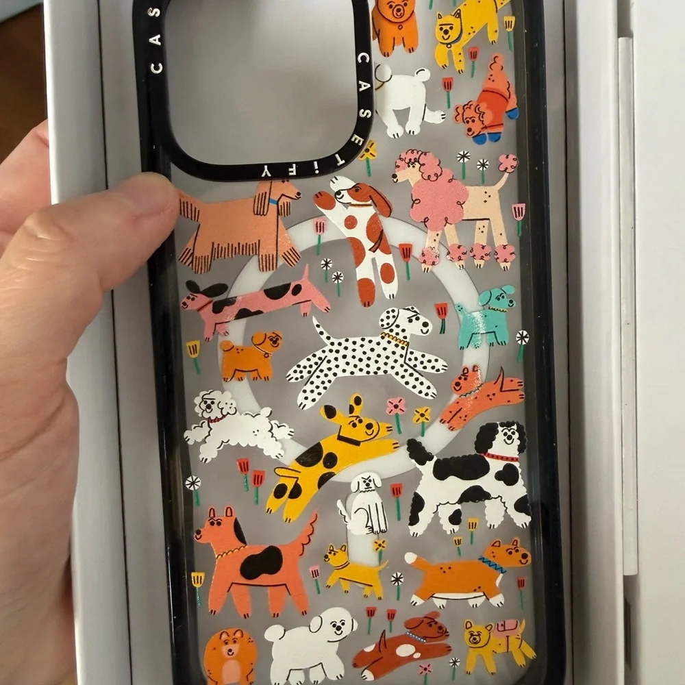 Casetify Clear Black Dog Print Impact Case